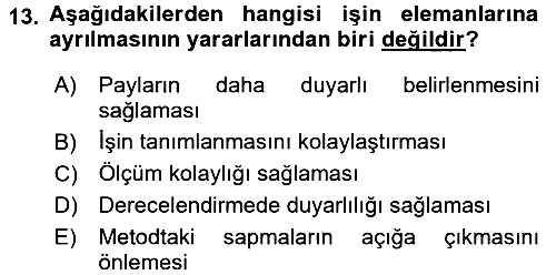 Verimlilik Yönetimi 2015-2016 Dönem Sonu Sınavı - 13. soru