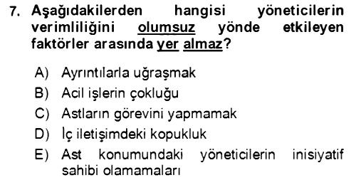 Verimlilik Yönetimi 2021-2022 Dönem Sonu Sınavı - 7. soru