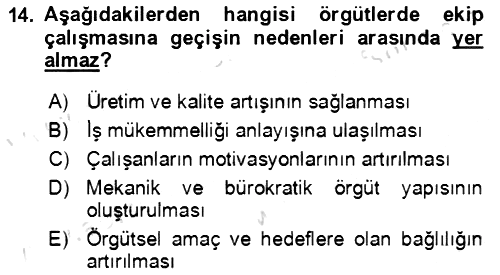 Verimlilik Yönetimi 2021-2022 Dönem Sonu Sınavı - 14. soru