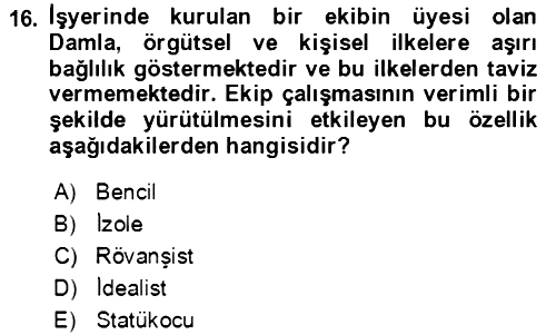 Verimlilik Yönetimi 2021-2022 Dönem Sonu Sınavı - 16. soru