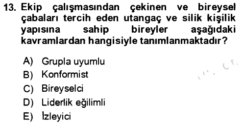 Verimlilik Yönetimi 2023-2024 Dönem Sonu Sınavı - 13. soru