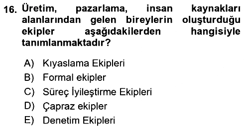 Verimlilik Yönetimi 2024-2025 Dönem Sonu Sınavı - 16. soru