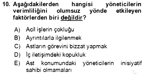 Verimlilik Yönetimi 2022-2023 Yaz Okulu Sınavı - 10. soru