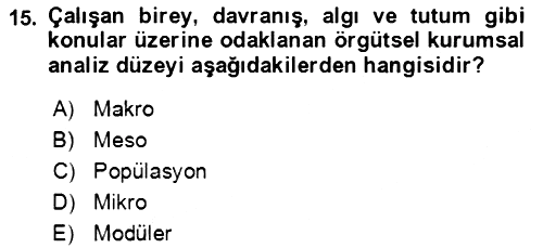 Verimlilik Yönetimi 2022-2023 Yaz Okulu Sınavı - 15. soru