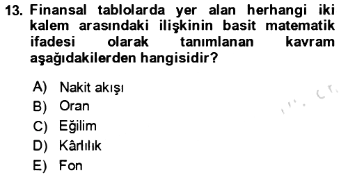 Verimlilik Yönetimi 2023-2024 Yaz Okulu Sınavı - 13. soru