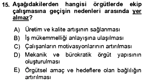 Verimlilik Yönetimi 2023-2024 Yaz Okulu Sınavı - 15. soru