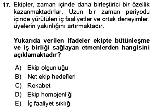 Verimlilik Yönetimi 2023-2024 Yaz Okulu Sınavı - 17. soru