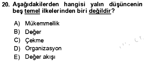 Verimlilik Yönetimi 2023-2024 Yaz Okulu Sınavı - 20. soru
