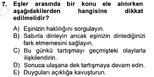 Aile Psikolojisi ve Eğitimi 2012-2013 Ara Sınav - 7. soru