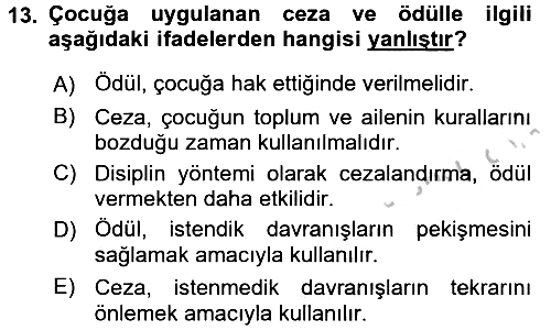 Aile Psikolojisi ve Eğitimi 2016-2017 Ara Sınav - 13. soru