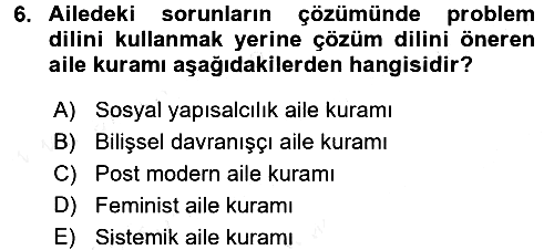 Aile Psikolojisi ve Eğitimi 2017-2018 Ara Sınav - 6. soru