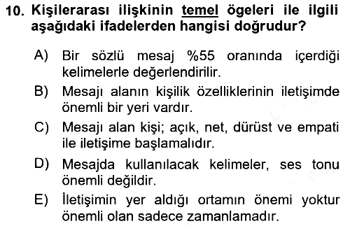 Aile Psikolojisi ve Eğitimi 2018-2019 Ara Sınav - 10. soru