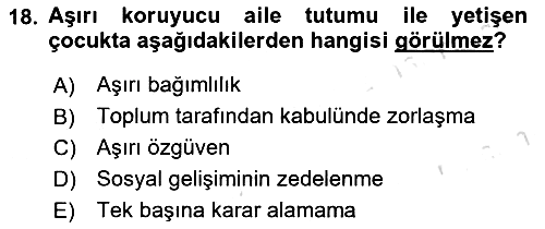 Aile Psikolojisi ve Eğitimi 2021-2022 Ara Sınav - 18. soru
