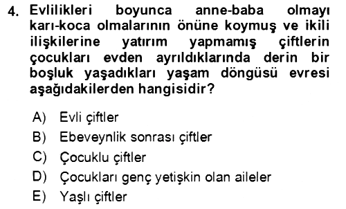 Aile Psikolojisi ve Eğitimi 2023-2024 Ara Sınav - 4. soru