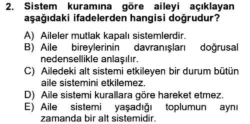 Aile Psikolojisi ve Eğitimi 2012-2013 Dönem Sonu Sınavı - 2. soru