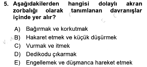 Aile Psikolojisi ve Eğitimi 2016-2017 Dönem Sonu Sınavı - 5. soru