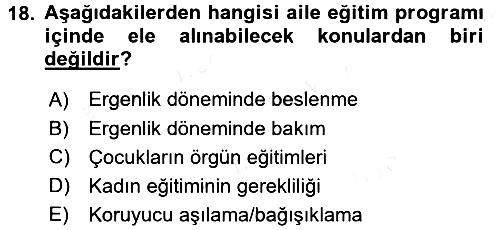Aile Psikolojisi ve Eğitimi 2017-2018 Dönem Sonu Sınavı - 18. soru
