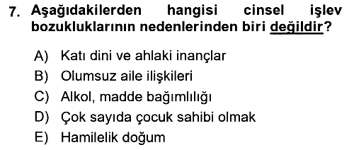 Aile Psikolojisi ve Eğitimi 2018-2019 Yaz Okulu Sınavı - 7. soru