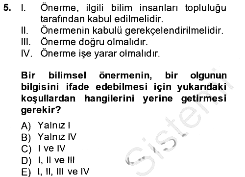 Bilim Felsefesi 2013-2014 Ara Sınav - 5. soru