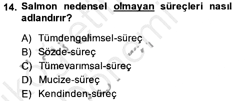 Bilim Felsefesi 2013-2014 Ara Sınav - 14. soru