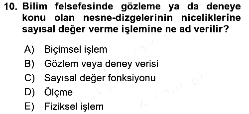 Bilim Felsefesi 2015-2016 Ara Sınav - 10. soru