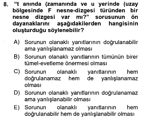 Bilim Felsefesi 2018-2019 Ara Sınav - 8. soru