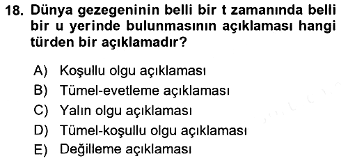 Bilim Felsefesi 2018-2019 Ara Sınav - 18. soru