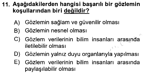 Bilim Felsefesi 2022-2023 Ara Sınav - 11. soru