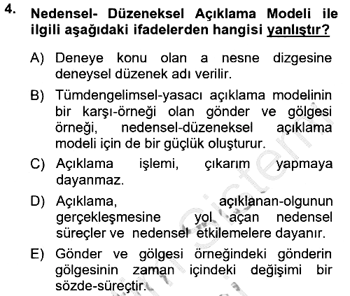 Bilim Felsefesi 2012-2013 Dönem Sonu Sınavı - 4. soru