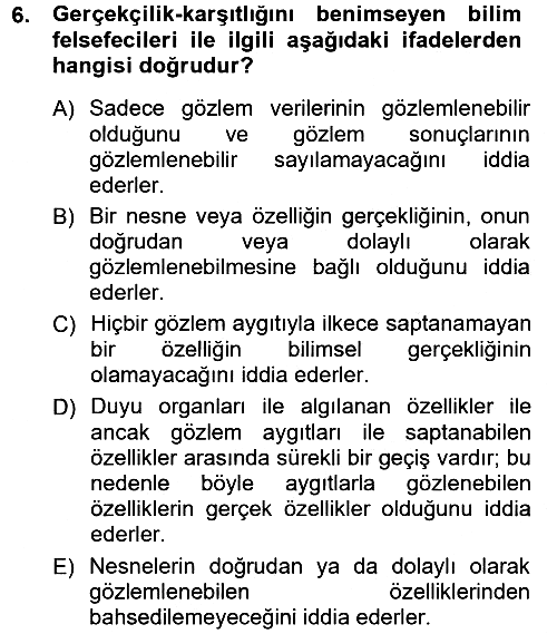 Bilim Felsefesi 2012-2013 Dönem Sonu Sınavı - 6. soru