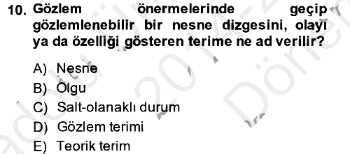 Bilim Felsefesi 2014-2015 Dönem Sonu Sınavı - 10. soru