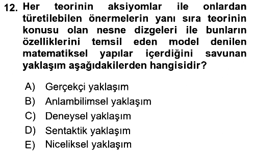 Bilim Felsefesi 2015-2016 Dönem Sonu Sınavı - 12. soru