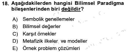 Bilim Felsefesi 2015-2016 Dönem Sonu Sınavı - 18. soru