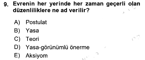 Bilim Felsefesi 2016-2017 Dönem Sonu Sınavı - 9. soru
