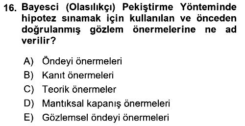 Bilim Felsefesi 2019-2020 Dönem Sonu Sınavı - 16. soru