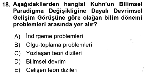 Bilim Felsefesi 2019-2020 Dönem Sonu Sınavı - 18. soru