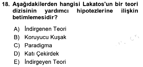 Bilim Felsefesi 2024-2025 Dönem Sonu Sınavı - 18. soru