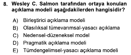 Bilim Felsefesi 2022-2023 Yaz Okulu Sınavı - 8. soru
