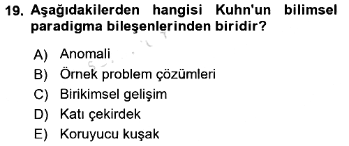 Bilim Felsefesi 2022-2023 Yaz Okulu Sınavı - 19. soru