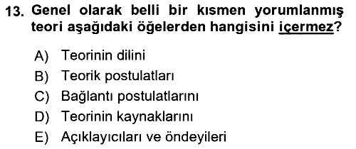 Bilim Felsefesi 2024-2025 Yaz Okulu Sınavı - 13. soru