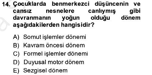 Birey ve Davranış 2013-2014 Ara Sınav - 14. soru