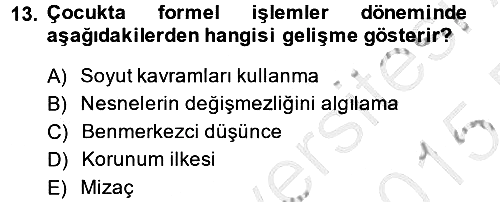 Birey ve Davranış 2014-2015 Ara Sınav - 13. soru