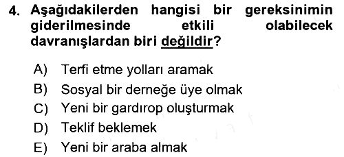 Birey ve Davranış 2018-2019 Ara Sınav - 4. soru
