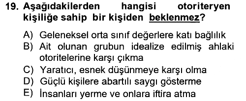 Birey ve Davranış 2012-2013 Dönem Sonu Sınavı - 19. soru