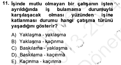 Birey ve Davranış 2013-2014 Dönem Sonu Sınavı - 11. soru
