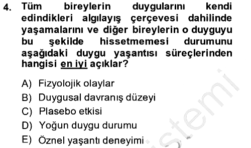 Birey ve Davranış 2014-2015 Dönem Sonu Sınavı - 4. soru