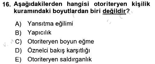 Birey ve Davranış 2016-2017 Dönem Sonu Sınavı - 16. soru