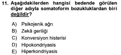 Birey ve Davranış 2017-2018 Dönem Sonu Sınavı - 11. soru
