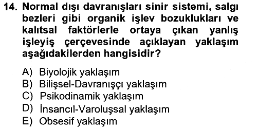 Birey ve Davranış 2013-2014 Tek Ders Sınavı - 14. soru
