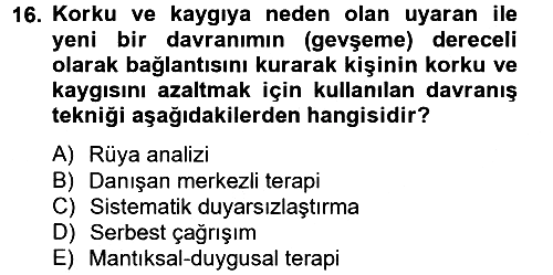 Birey ve Davranış 2013-2014 Tek Ders Sınavı - 16. soru